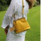 Boston Kiss Clip Purse Bag Yellow Leather